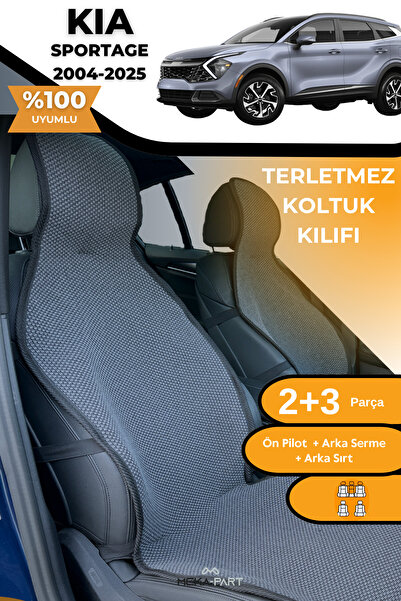 TREND غطاء حماية لمقعد السيارة مضاد للتعرق، 100% قطن، طقم كامل من 5 قطع، مدخن، لكيا سبورتاج