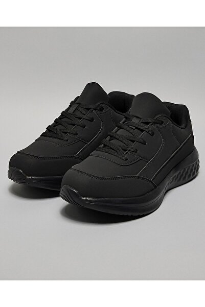 R&B Black Men's Solid Lace Up Sneakers