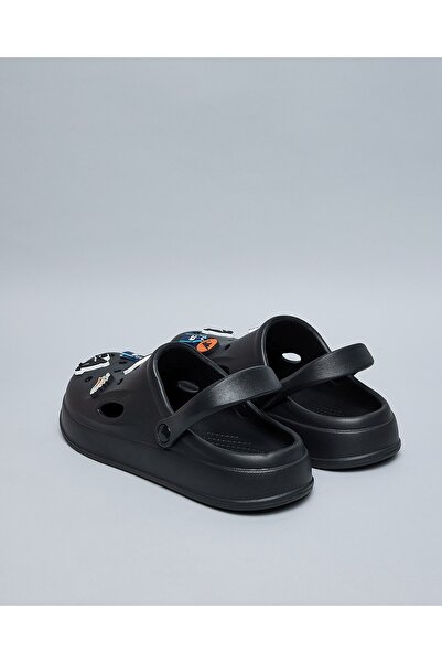 R&B Black Men's Charm Detail Slingback Clogs