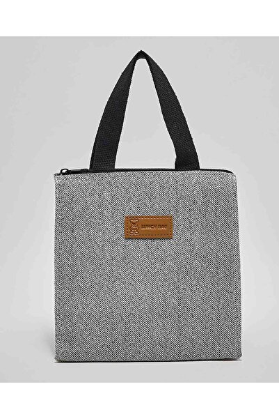 R&B حقيبة غداء سوداء للجنسين بنقشة شيفرون