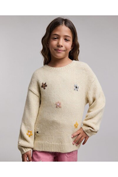 R&B Embroidered Sweater with Crew Neck and Long Sleeves