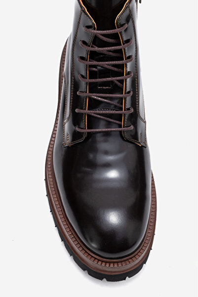 Dericlub Erkek Kalın Taban Fermuarlı Bot Gerçek Açma Deri FR 541456 KAHVERENGİ