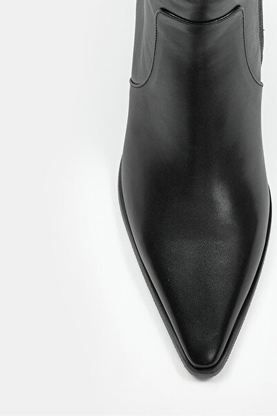 NILUFARR Arina Black Genuine Leather Heeled Boots