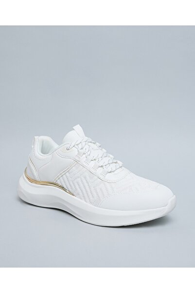 R&B White Women's Textured Lace Up Sports Shoes