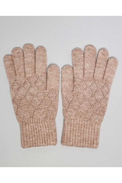 R&B Taupe Women's Textured Knit Gloves