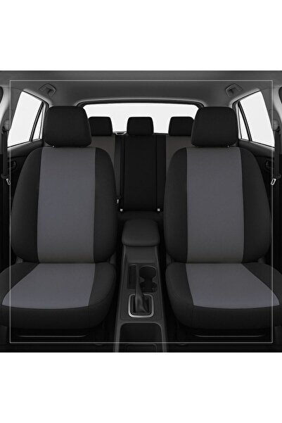 Kiwari Set huse universale pentru scaun auto, 7 piese, bumbac și poliester cu spumă, gri/negru