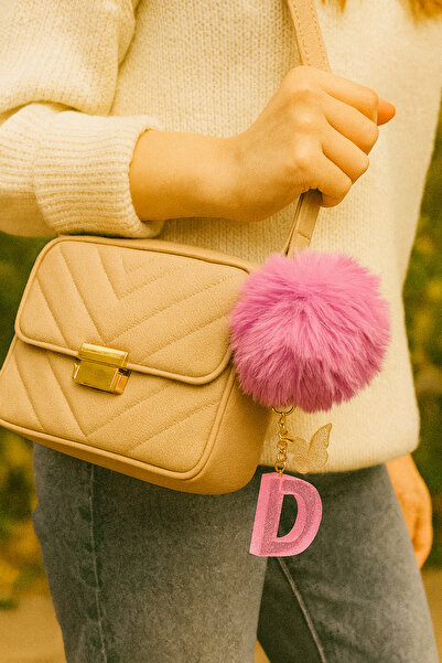 Bellinzona Дъждовна буква розов блестящ ключодържател и талисман [с опция за ...