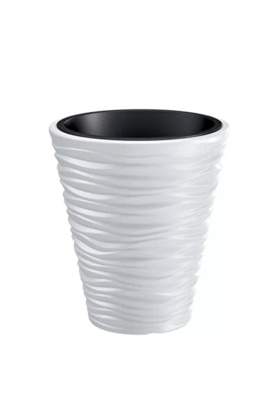 Prosperplast Dekoratívny kvetináč, okrúhly, biely, 34,5 x 38,5 cm, pieskový