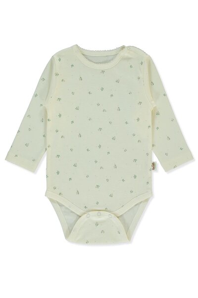 Bebetto Organic Interlock Long Sleeve Body Age (Organic Cute Bear) Ecru