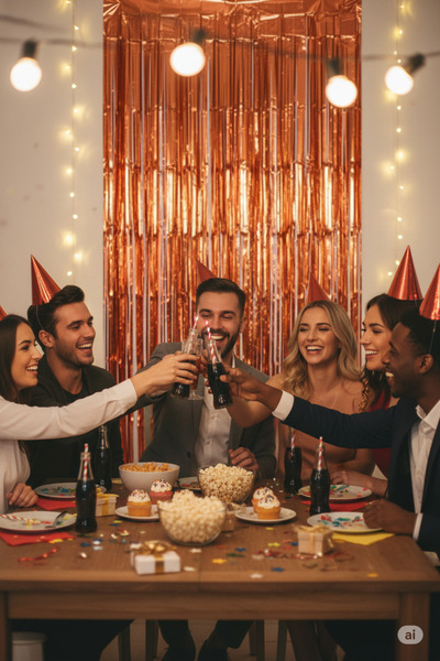 Deniz Party Store Metalized Background Curtain Copper Color 90 cm * 200 cm (Two Sides Are Colored)