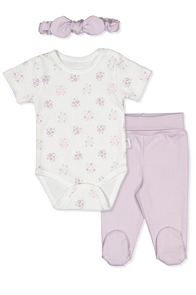 Bebetto طقم ملابس داخلية إنترلوك 3 قطع (زهور/25) أرجواني