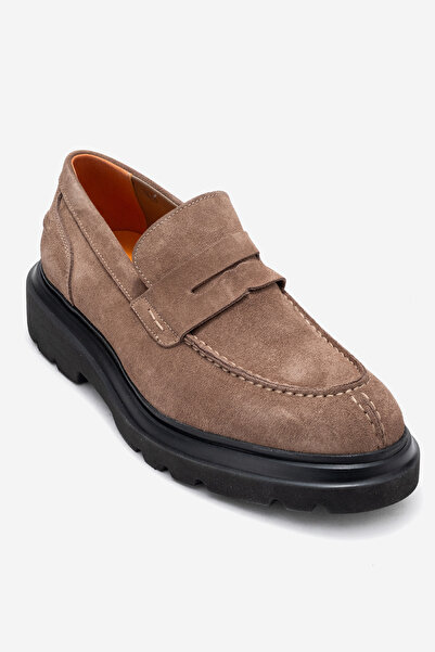 Dericlub Men's Thick Sole Loafer Genuine Leather Fr 244453 Suede Mink