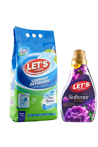 Let's Clean مسحوق غسيل الملابس الأوتوماتيكي بيور نيتشر 4 كجم ومنعم الأقمشة ال...