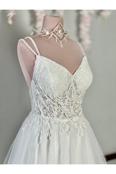 MEDUSA İlyana After Düğün Nikah Nişan Beyaz Mini Tüllü Kısa Elbise