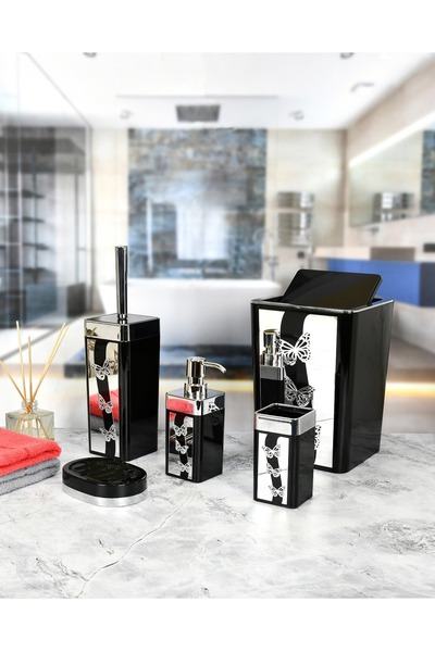 TrendBanyoMutfak طقم حمام فضي فاخر بنمط الفراشة