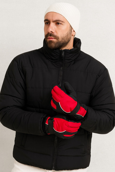 CosmoOutlet Men's Winter Cold-Proof Ski and Outdoor Red Gloves