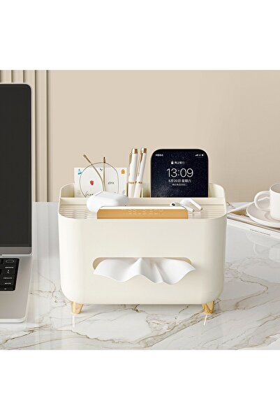 Flippy Napkin Holder, Multifunctional Box, ABS, Office, 21x15x13 cm, Cream