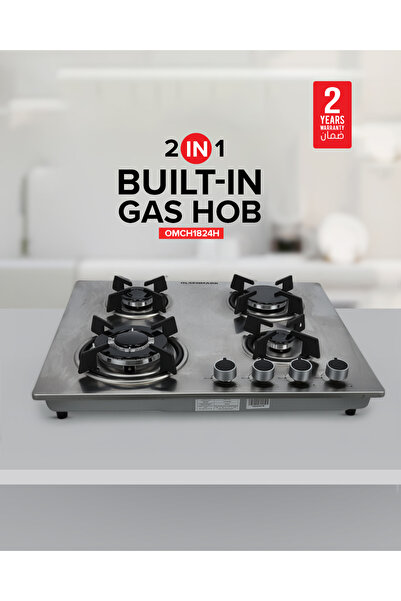 Olsenmark 4 Burner Built-In Gas Hob OMCH1824 Stainless Steel Top, Battery Ignition