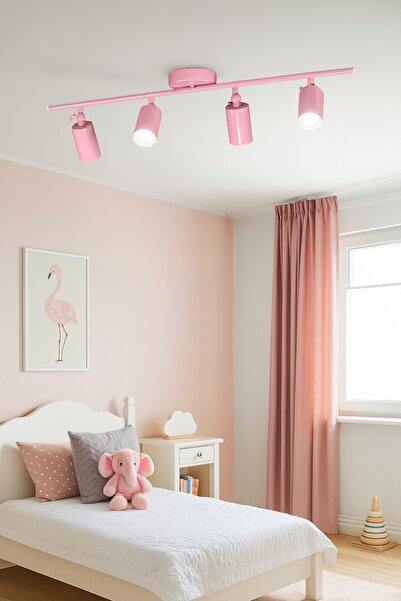 LEGACY Spoti 4'Lü Pembe Renk (BEYAZ IŞIK) Modern Tasarım Salon - Mutfak - Ban...