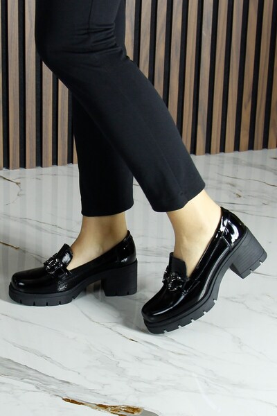 Erkan Saçmacı Чорні шкіряні туфлі з натуральної телячої шкіри на товстому каблуці з пряжкою для щоденного носіння