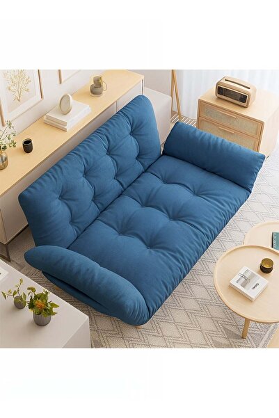 Taimi Seater Folding Sofa Bed, Adjustable Arms and Backrest, For Living Room, Blue - 125W x 48D x 74 H cm