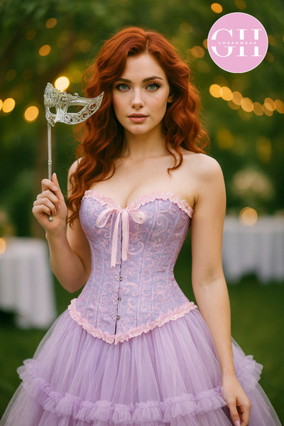 G&H UNDERWEAR Lilac Pink Vintage Gothic Corset