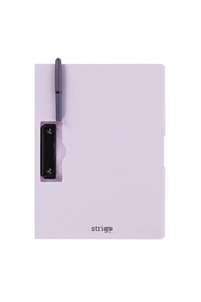 Strigo A4 vertical clipboard with side metal clip, pen holder, purple SF056