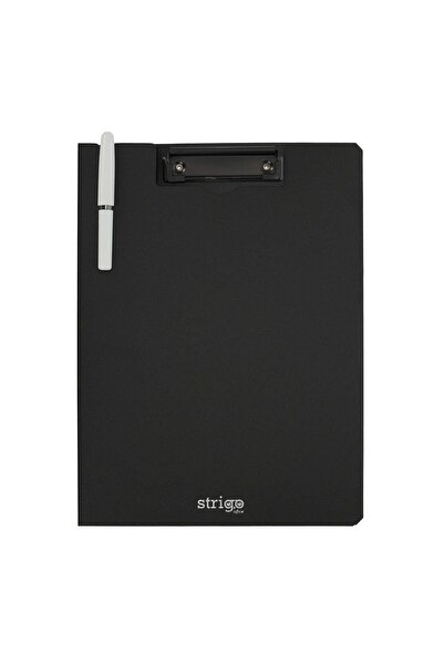 Strigo A4 vertical clipboard, pen holder, black SF064