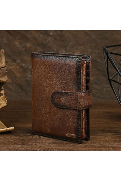 PriStyle Men's Vintage Genuine Leather Wallet with RFID Protection, Brown