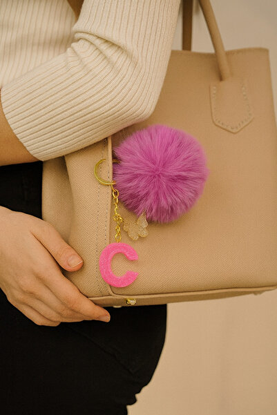 Bellinzona Ключодържател и талисман с буква C в розово с блестящи частици [с ...