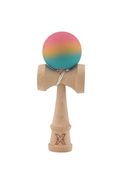 Kendama LEIBOO Original X, din lemn cu mâner din cauciuc, 18 cm (roz pastel)