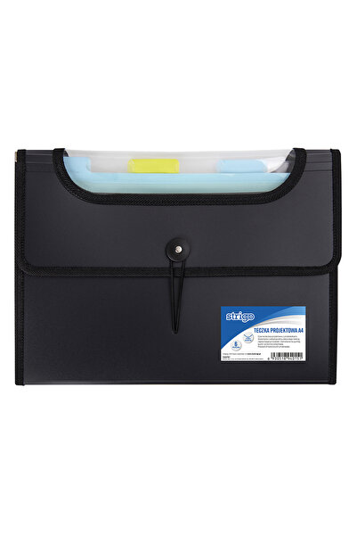 Strigo Expandable plastic folder A4, 6 compartments, black SF034