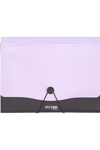 Strigo PP A4 folder, 13 compartments, elastic closure, metal clip, purple SF050