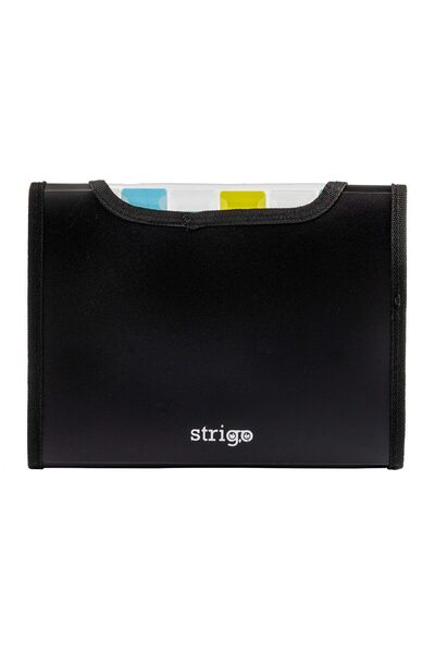 Strigo Expandable plastic folder A5, 6 compartments, black SF042