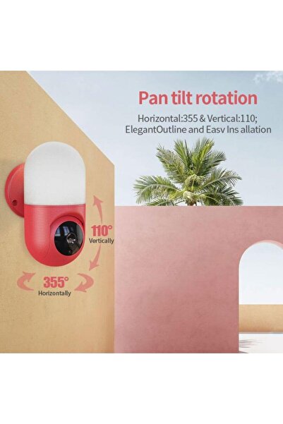 Generic كاميرا حركة خارجية عالية الدقة 2 ميجابكسل 1080 بكسل لمصباح حائط ذكي