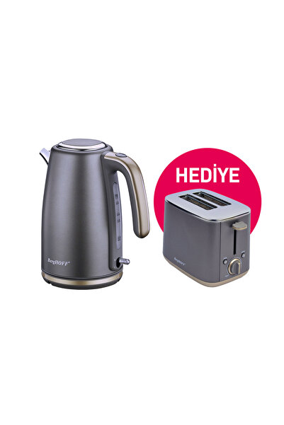 Berghoff Gem Titan 1.7 Liter Glossy Smoked Water Kettle and Toaster