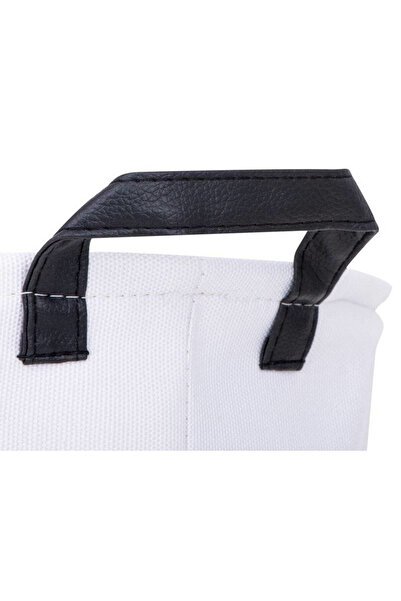 kik Plush Bear Design Toy Organizer Basket, 35x35cm, White/Grey, Cotton Fabric