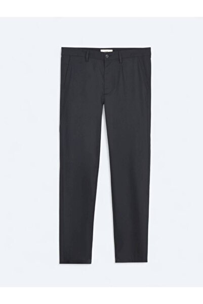Kip Black Plain Woven Regular Fit Casual Trousers