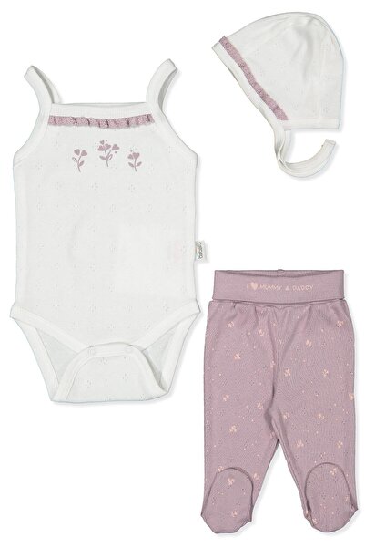 Bebetto حياكة دانتيل مجموعة الجسم 3LÜ (طبيعي) أرجواني