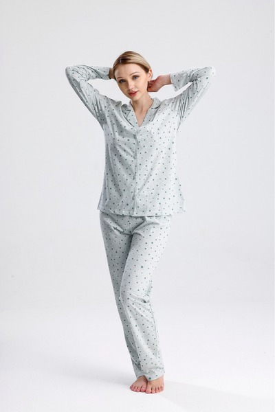 MARILYNMOOD Women's Front Buttoned Shirt Long Sleeve Pajama Set