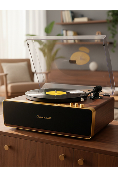 moryconcept Crownwell Vegas Plus Gold Pikap AhşapKaplama Bluetooth Pikap33/45...