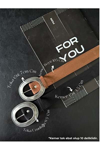 Fiori حزام نسائي من جلد الغزال بإبزيم بيضاوي مكون من قطعتين، حزام للسترة، حزا...