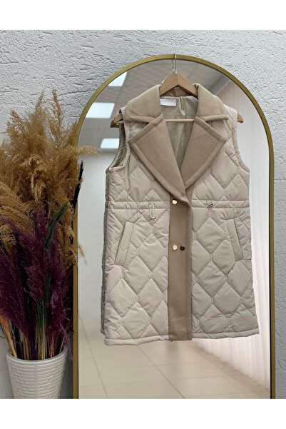 BENAHOLL Esila Baklava Desen Belden Sıkmalı Şişme Yelek-EN2192 Taş