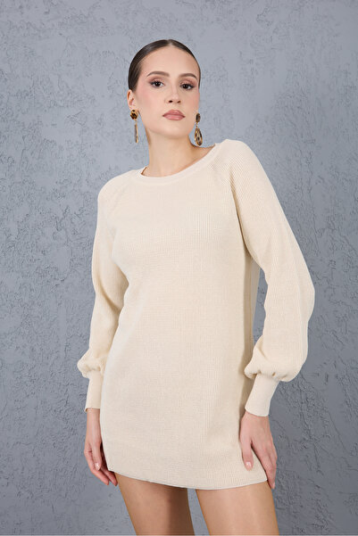 Moda Days Reglan Balloon Sleeve Crew Neck Glitter Knit Sweater