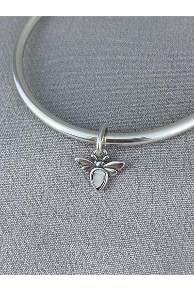 My Story Beyaz Arı Mini Sallantılı Gümüş Charm