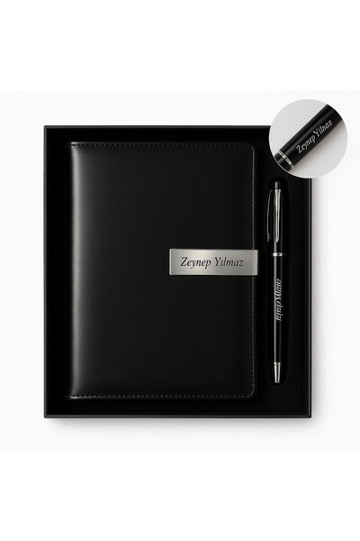 Halk Kitabevi Kişiye İsme Özel Deri Ajanda & Roller Tükenmez Kalem