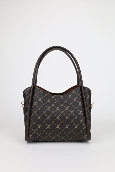 NOTHING Women's Monogram Brown Three-Compartment Special Detachable Makeup Bag Faux Leather Hand and Shoulder Bag Roko