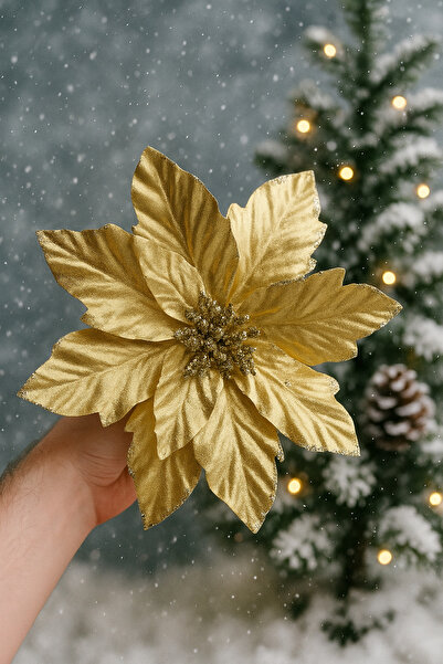 Derin Düşler Christmas Pine Tree Ornament Pine Tree Flower Horse Chestnut Flower Gold 20 cm Diameter 20 cm Height