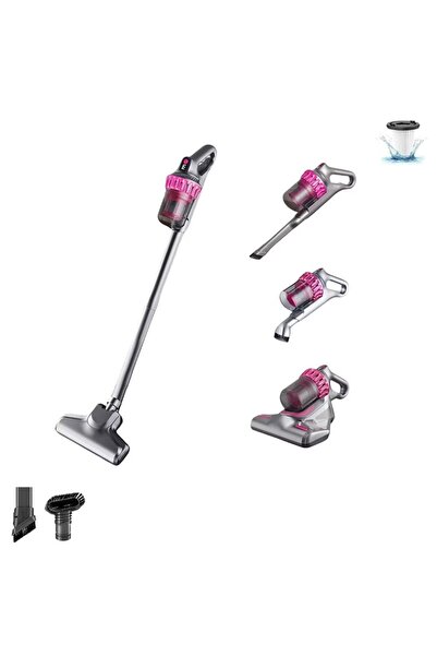 NextFarma Vertical and portable anti-mite vacuum cleaner, 10000 Pa, 4 in 1, HEPA filter, Pink/Gray, Nextfarma®