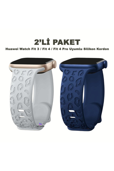 Huawei Watch Fit 3 / Fit 4 / Fit 4 Pro / Fit 5 / Fit 5 Pro Compatible Leopard Pattern Silicone Lanyard Set of 2